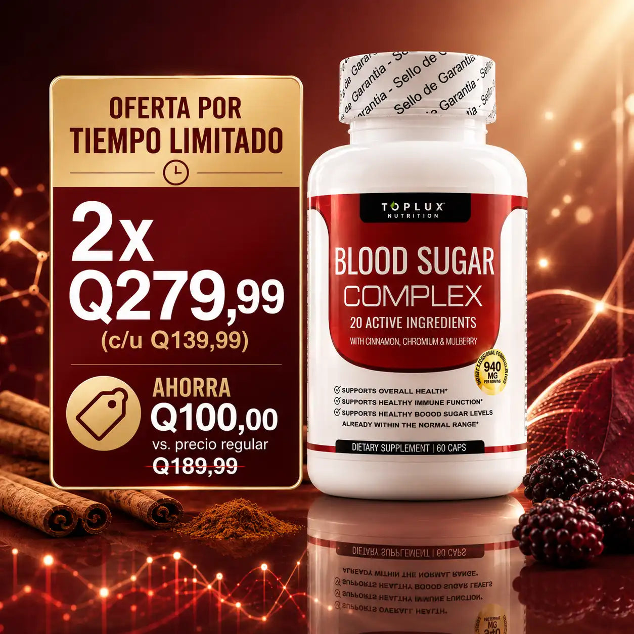 Toplux Nutrition®  Blood Sugar | Regula tus niveles de azucar